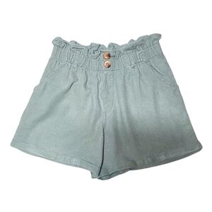 Rachel Roy Linen Sage Ruffle Elastic Waist Shorts Size Medium